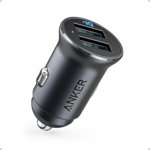شاحن سيارة أنكر باور درايف 2 أللوي بقدرة 24 واط ومنفذين USB (أسود) | موديل A2727H12 - العجيل مصر